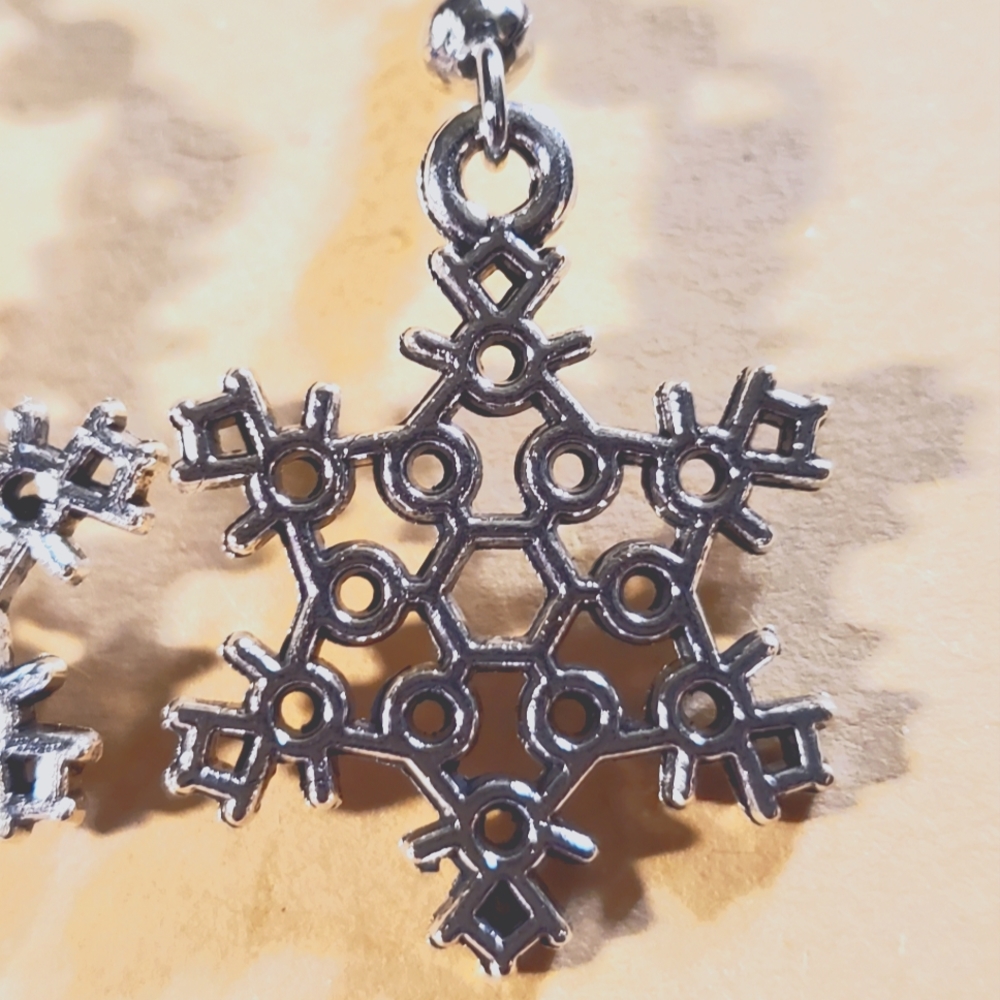 Snowflake Madness. Silver Snowflake earrings with intricate details.